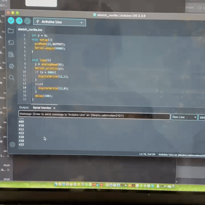 We always thought that the LED didn't turn on is because of the code, so I reviewed the video tutorial and found out that we should use some specific resistors on our breadboard, I found the resistors that we need and tried the test again. The LED finally turned on when covering the light sensor.